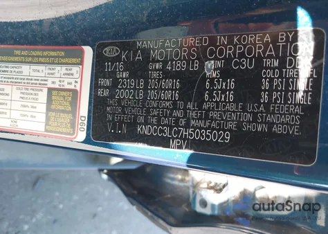 2017 Kia Niro Ex z USA, uszkodzony, nr VIN KNDCC3LC7H5035029